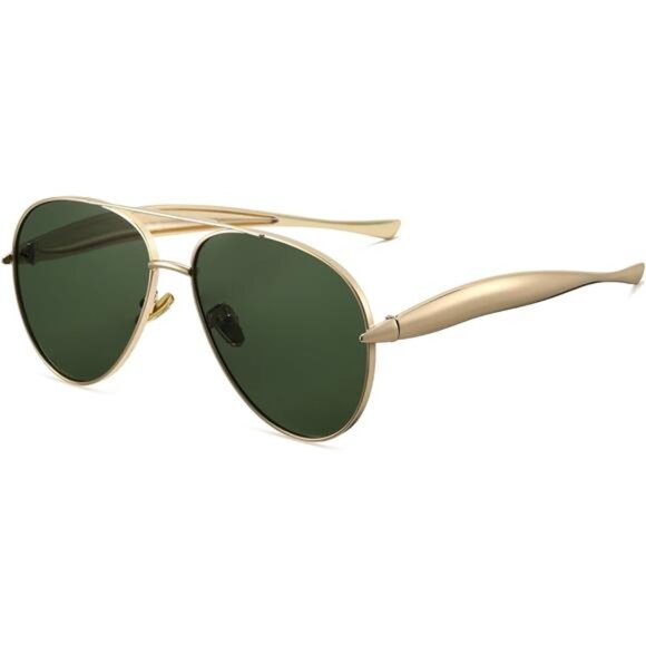 Oversized Gold Aviator Sunglasses for Women Men Retro 70s Metal Big Aviators main image 6